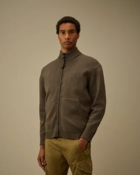 Cardigan con zip in misto cotone