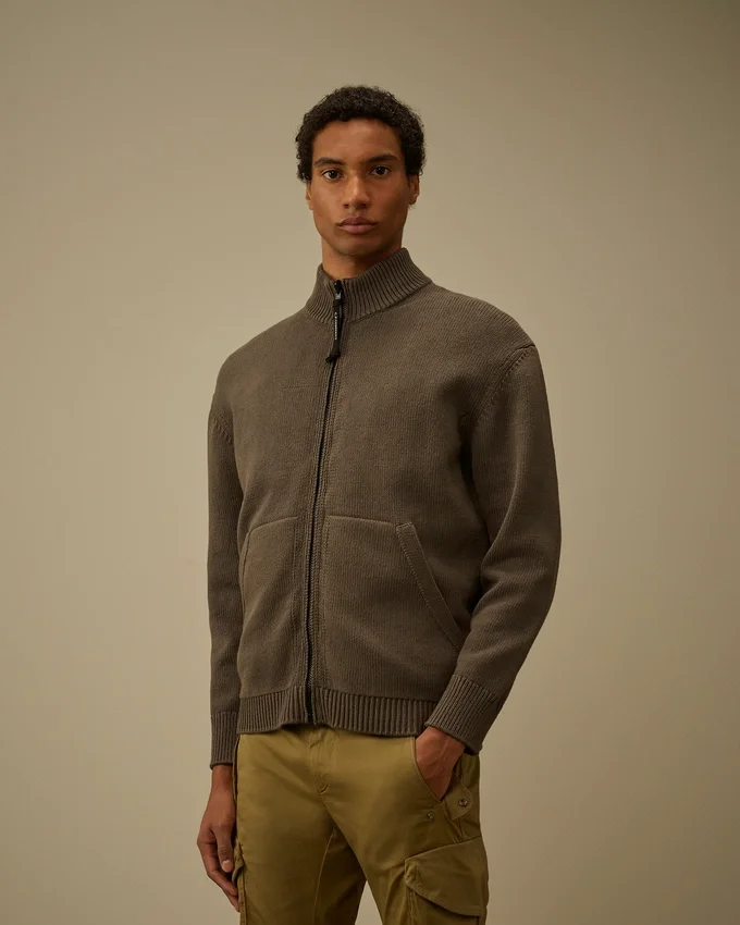 Cardigan con zip in misto cotone