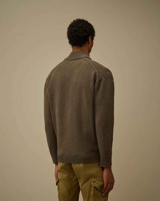 Cardigan con zip in misto cotone