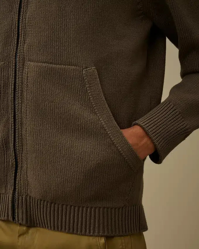 Cardigan con zip in misto cotone