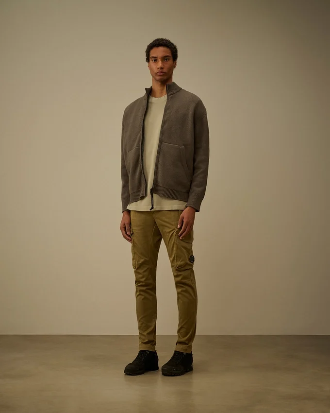 Cardigan con zip in misto cotone