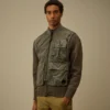 Cardigan con zip in misto cotone