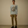 Felpa a collo alto in piquet pesante tinta in massa