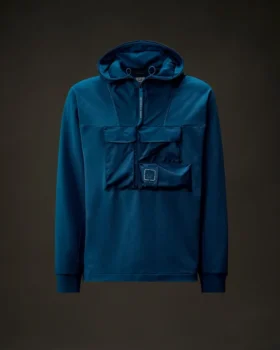 Felpa con cappuccio e mezza zip in pile elasticizzato della Metropolis Series