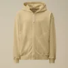 Felpa con cappuccio e zip dal taglio squadrato in pile diagonale