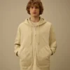Felpa con cappuccio e zip dal taglio squadrato in pile diagonale