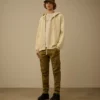 Felpa con cappuccio e zip dal taglio squadrato in pile diagonale