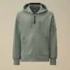 Felpa con cappuccio e zip in pile a trama diagonale in rilievo