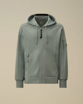Felpa con cappuccio e zip in pile a trama diagonale in rilievo