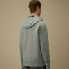 Felpa con cappuccio e zip in pile a trama diagonale in rilievo