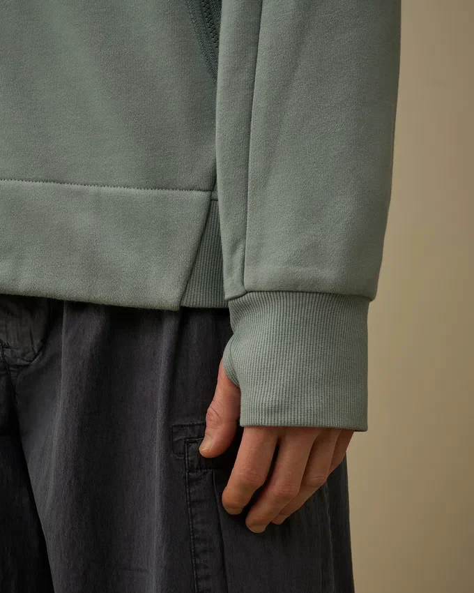 Felpa con cappuccio e zip in pile a trama diagonale in rilievo