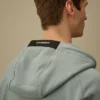 Felpa con cappuccio e zip in pile a trama diagonale in rilievo