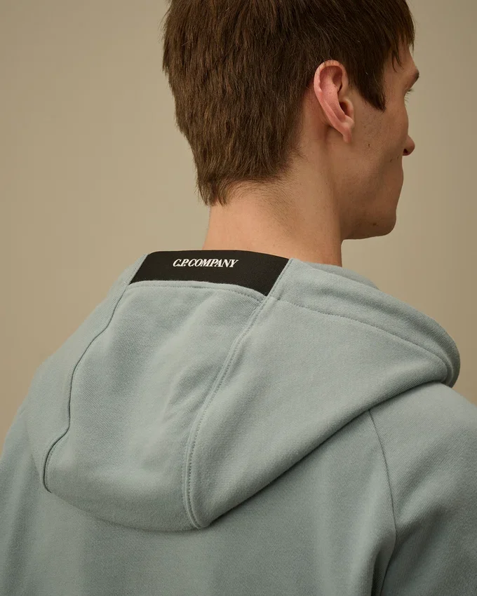 Felpa con cappuccio e zip in pile a trama diagonale in rilievo