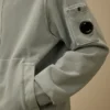 Felpa con cappuccio e zip in pile di cotone a trama diagonale