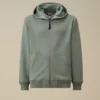 Felpa con cappuccio e zip in pile diagonale a rilievo