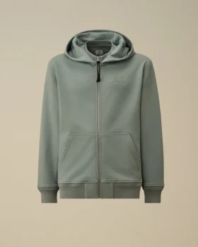 Felpa con cappuccio e zip in pile diagonale a rilievo
