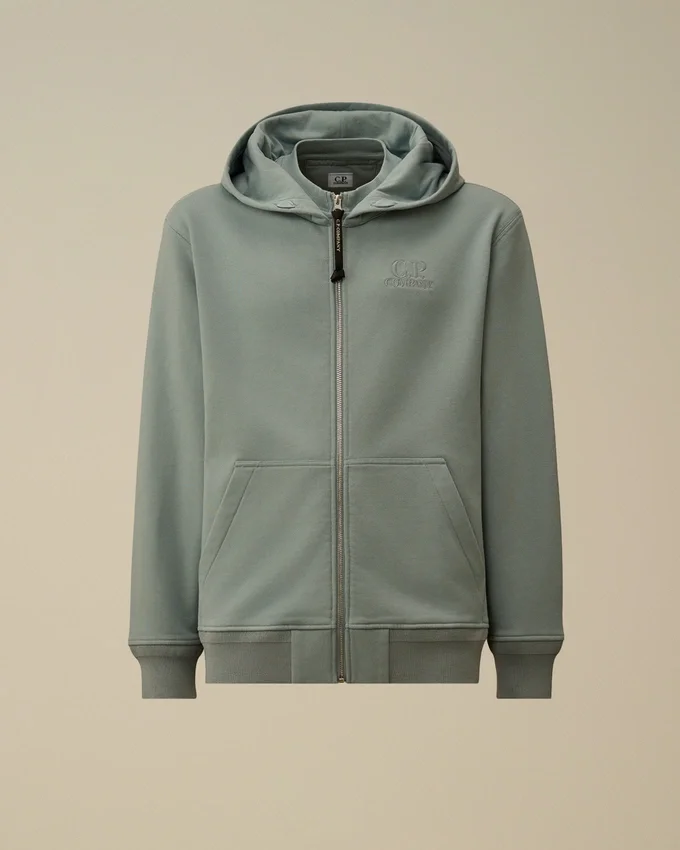 Felpa con cappuccio e zip in pile diagonale a rilievo