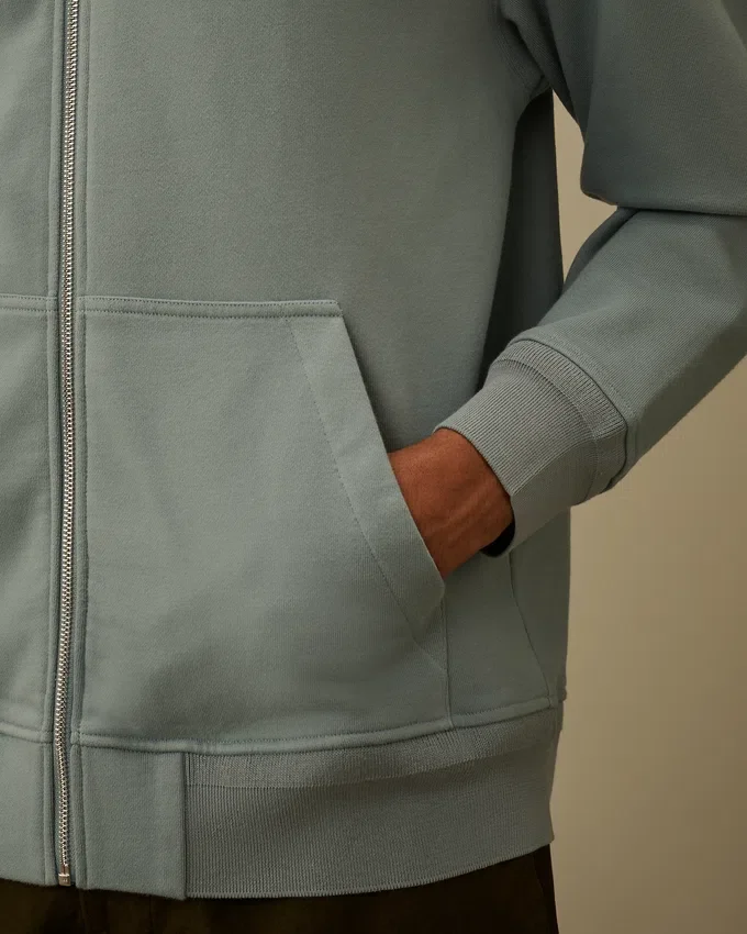 Felpa con cappuccio e zip in pile diagonale a rilievo