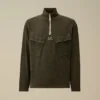 Felpa con mezza zip in jersey pesante placcato
