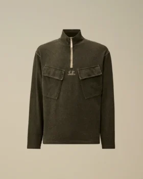 Felpa con mezza zip in jersey pesante placcato