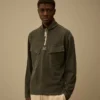 Felpa con mezza zip in jersey pesante placcato
