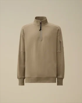 Felpa con mezza zip in pile diagonale a rilievo "Lens"