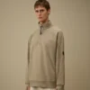Felpa con mezza zip in pile diagonale a rilievo "Lens"