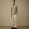 Felpa con mezza zip in pile diagonale a rilievo "Lens"