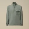 Felpa con mezza zip in pile diagonale a trama rialzata