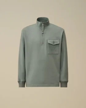 Felpa con mezza zip in pile diagonale a trama rialzata