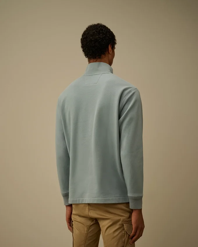 Felpa con mezza zip in pile diagonale a trama rialzata