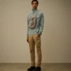 Felpa con mezza zip in pile diagonale a trama rialzata
