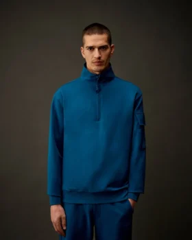 Felpa con mezza zip in pile elasticizzato della Metropolis Series