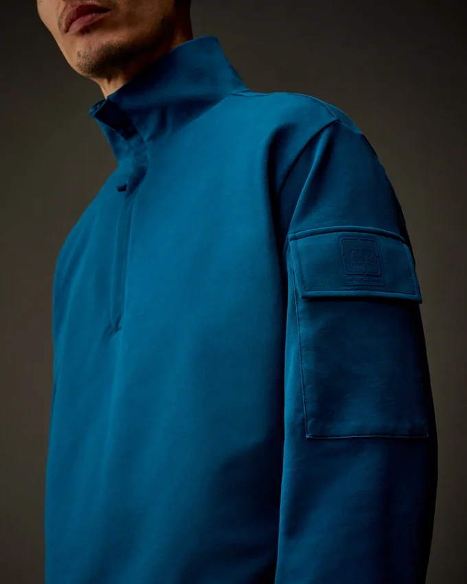 Felpa con mezza zip in pile elasticizzato della Metropolis Series