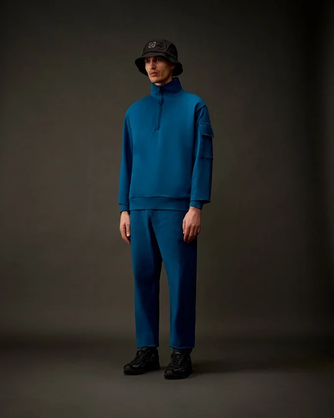 Felpa con mezza zip in pile elasticizzato della Metropolis Series