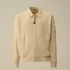 Felpa con zip in pile di cotone a trama diagonale e lente