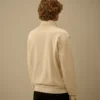 Felpa con zip in pile di cotone a trama diagonale e lente