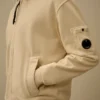 Felpa con zip in pile di cotone a trama diagonale e lente