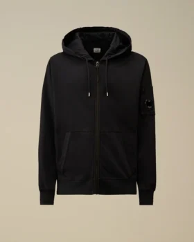 Felpa leggera in pile con cappuccio e zip, con dettaglio “Lens”