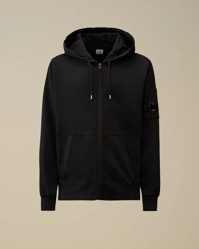 Felpa leggera in pile con cappuccio e zip, con dettaglio “Lens”