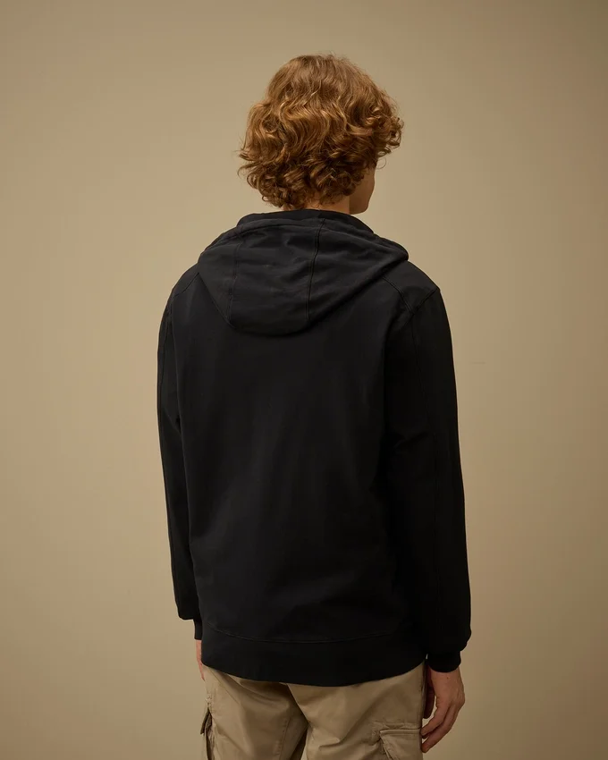 Felpa leggera in pile con cappuccio e zip, con dettaglio “Lens”