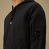 Felpa leggera in pile con cappuccio e zip, con dettaglio “Lens”