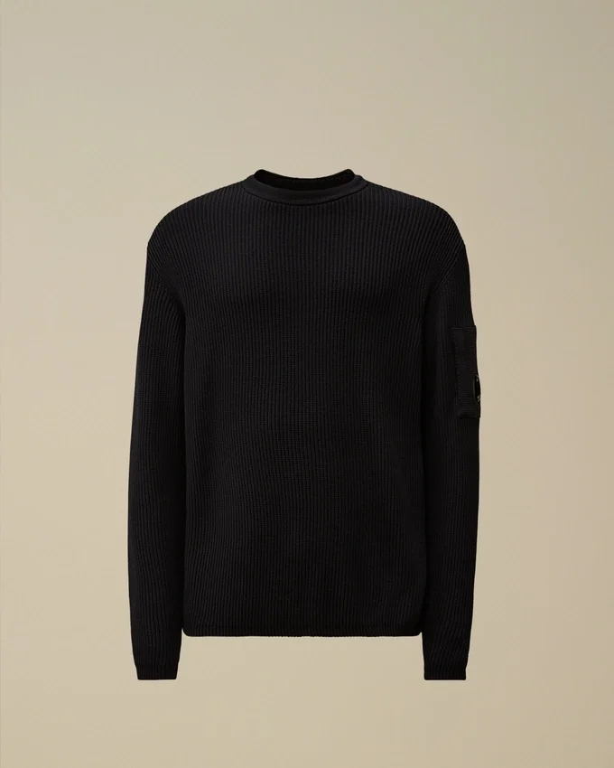 Maglione a collo rotondo con motivo a coste in cotone Sea Island Lens