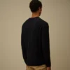 Maglione a collo rotondo con motivo a coste in cotone Sea Island Lens