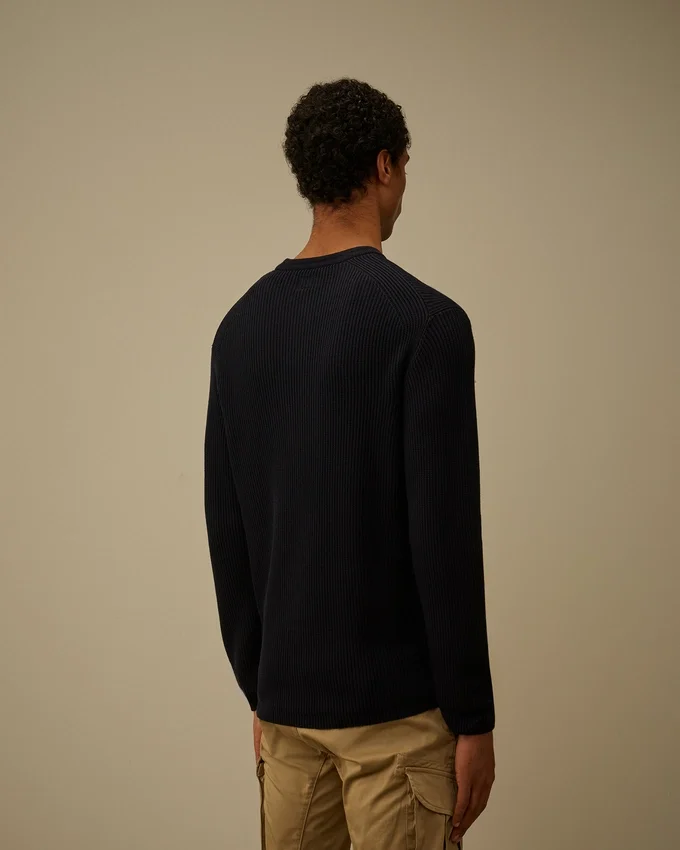 Maglione a collo rotondo con motivo a coste in cotone Sea Island Lens