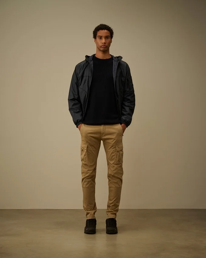 Maglione a collo rotondo con motivo a coste in cotone Sea Island Lens