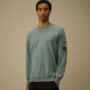 Maglione a collo rotondo in cotone Sea Island con Lens