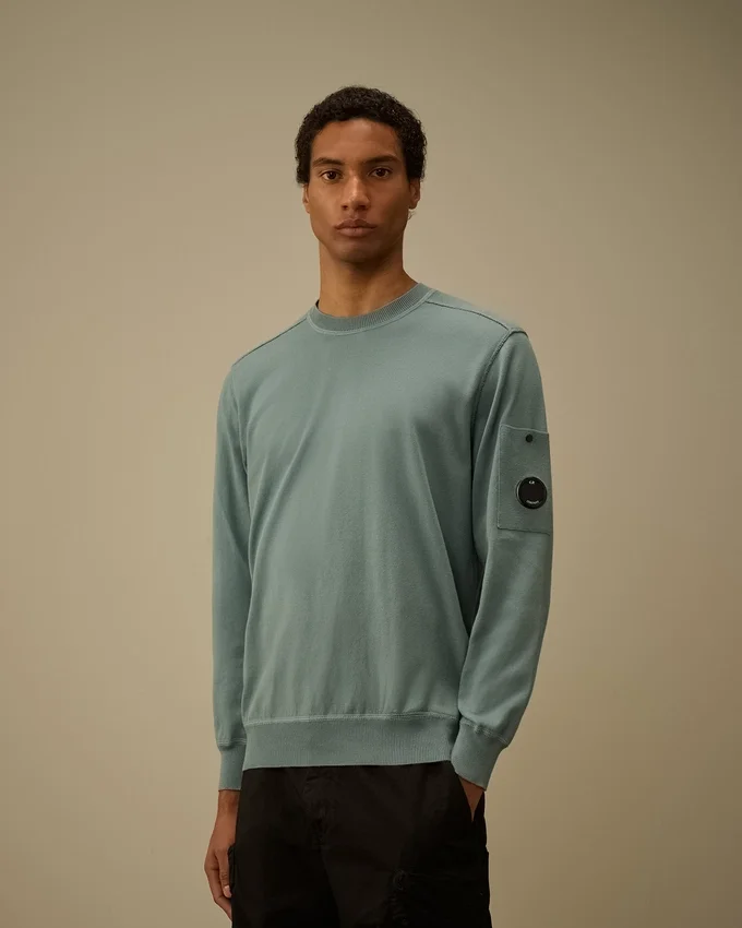 Maglione a collo rotondo in cotone Sea Island con Lens