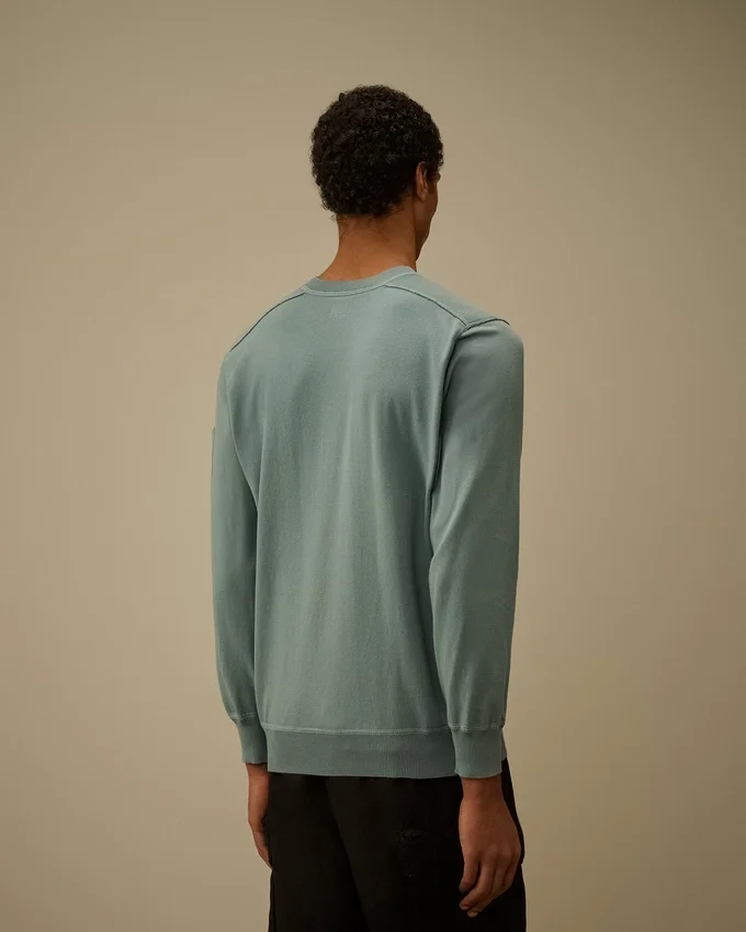 Maglione a collo rotondo in cotone Sea Island con Lens