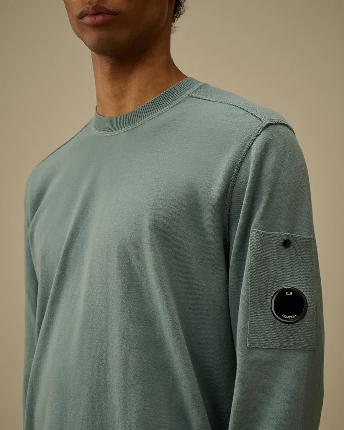 Maglione a collo rotondo in cotone Sea Island con Lens